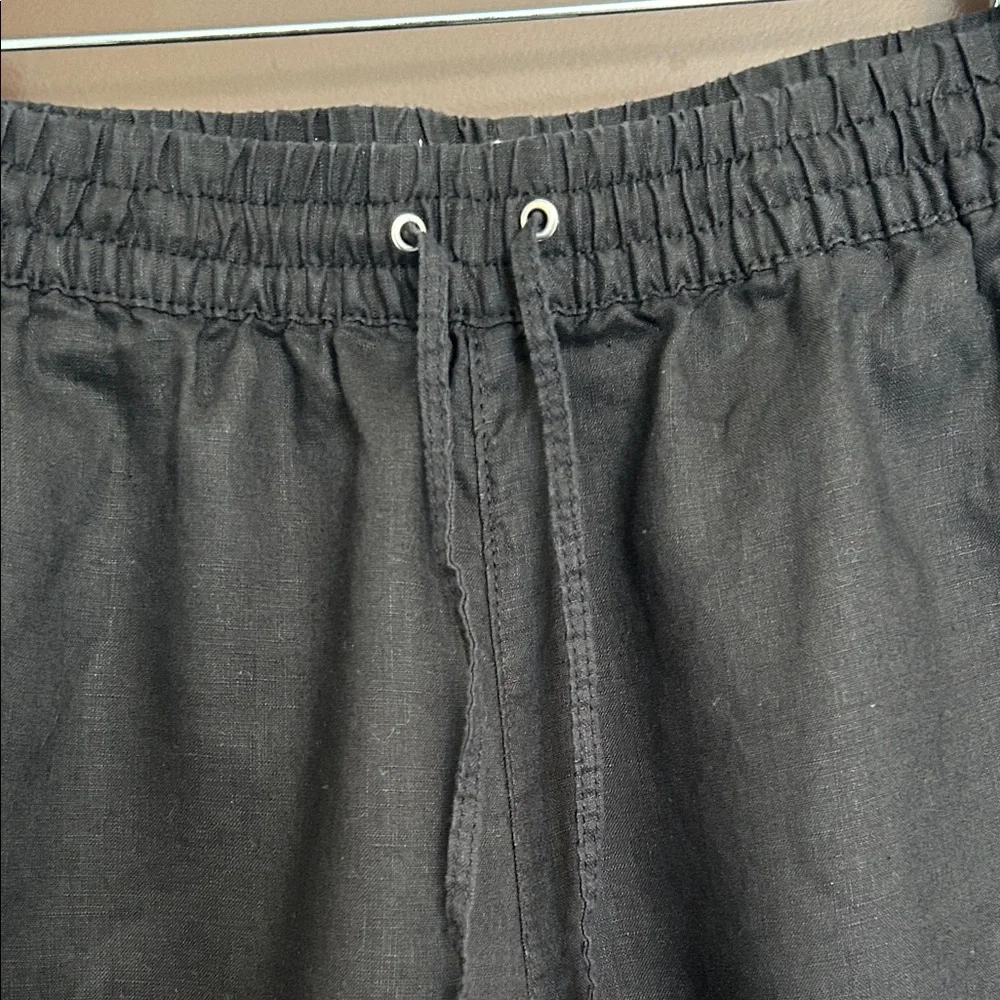 H&M Black Linen Tapered Pants | Drawstring Waist | Women’s Small | EUC
